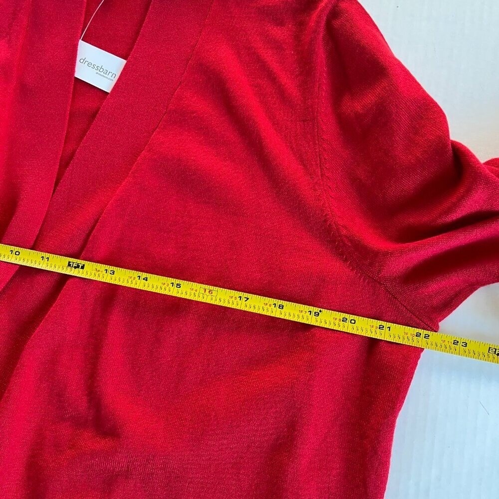 Dressbarn Sz M Front Side Knot Knit Red Cardigan Sweater Open Stretch - Picture 5 of 7